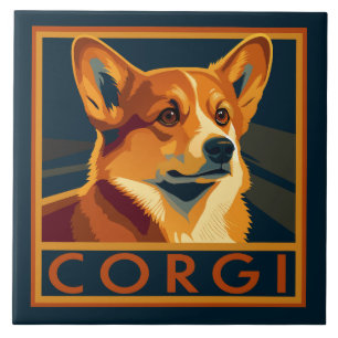 Azulejo Cute retro pembroke Welsh Corgi