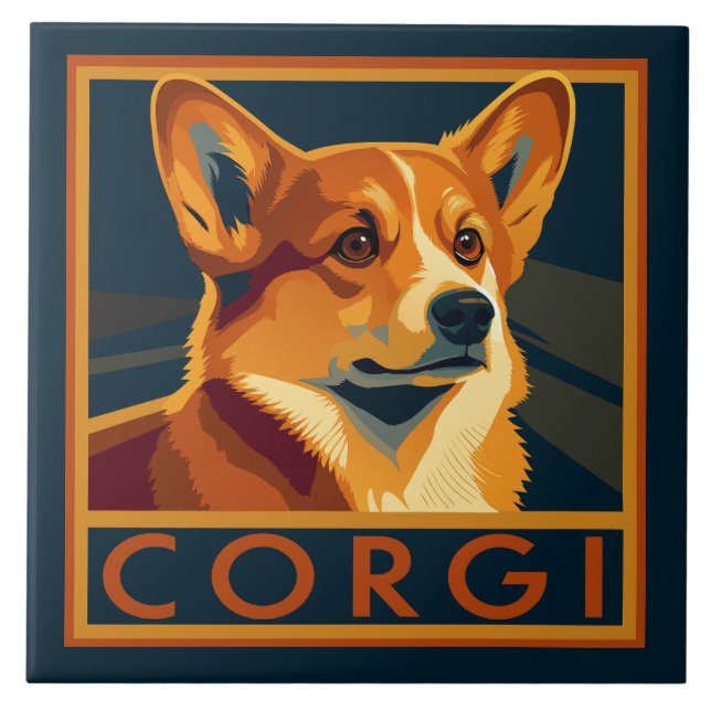 Azulejo Cute retro pembroke Welsh Corgi (Frente)