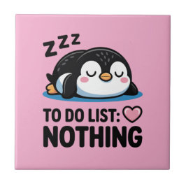 Azulejo cute sleeping penguin, to do list nothing