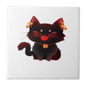 Azulejo Cute Spooky Black Cat con Campanas Camiseta Clásic