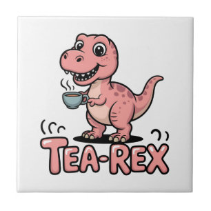 Azulejo Cute Tea-Rex Dinosaurio Rosa – ¡Sorber Sucede!