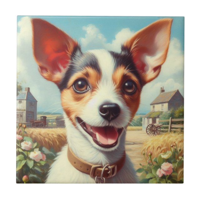 Azulejo Cute Toy Fox Terrier Pintura (Frente)
