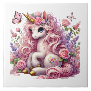 Azulejo Cute unicornio chicas de fantasía artesanía