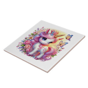 Azulejo Cute unicornio chicas de fantasía artesanía