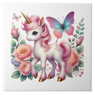Azulejo Cute unicornio chicas de fantasía artesanía
