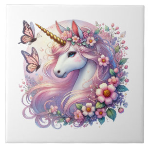 Azulejo Cute unicornio chicas de fantasía artesanía