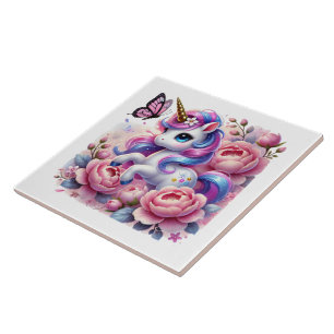Azulejo Cute unicornio chicas de fantasía artesanía