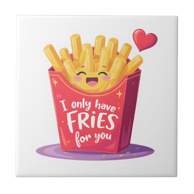 Azulejo Cute Valentine French Fries Pun (Frente)