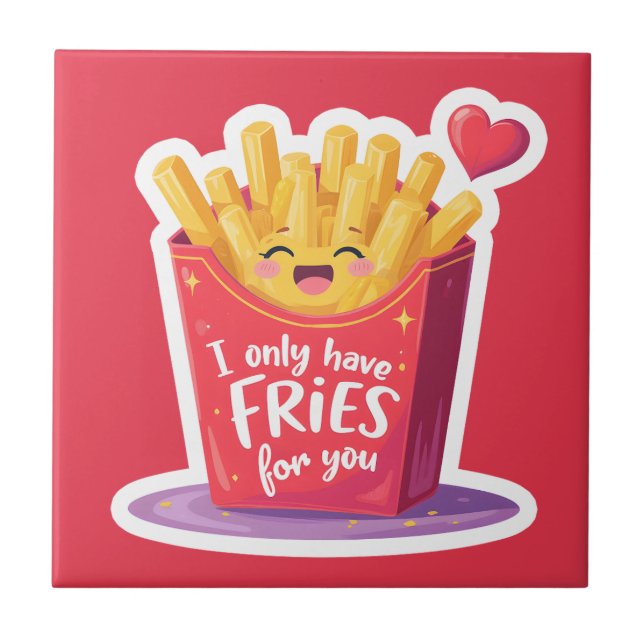Azulejo Cute Valentine French Fries Pun (Frente)