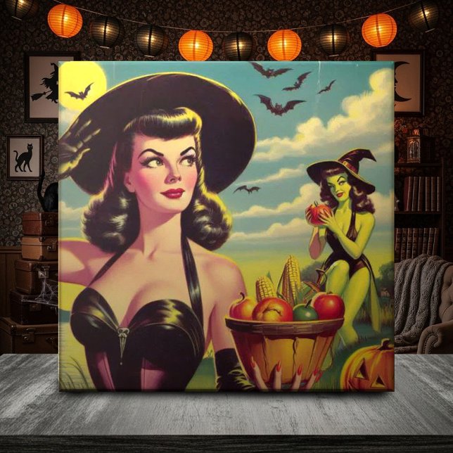 Azulejo Cute Vintage Halloween Witch Pin up (Subido por el creador)