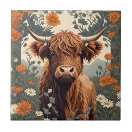 Azulejo Cute Vintage Highland Cow