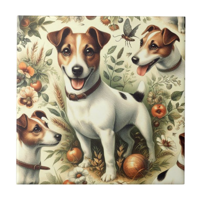 Azulejo Cute Vintage Jack Russell Terrier (Frente)