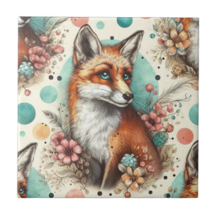 Azulejo Cute Vintage Watercolo Fox Pinting