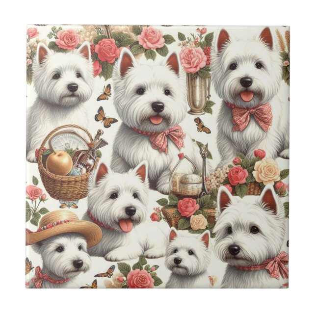 Azulejo Cute West Highland White Terrier Seamless (Frente)