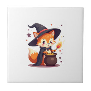 Azulejo Cute Witch Fox � Camiseta Mágica de Animal de Hall