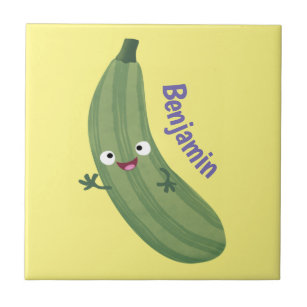 Azulejo Cute zucchini feliz personalizado ilustracion