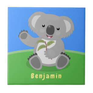 Azulejo Cuto feliz koala saludando al ilustracion personal