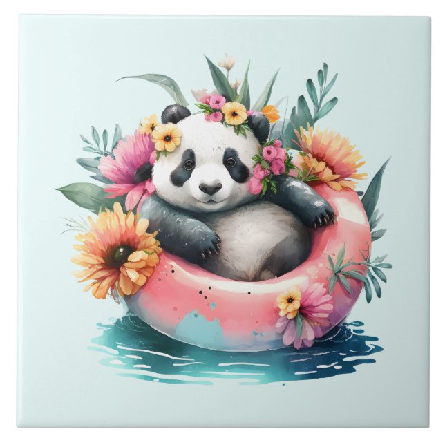 Azulejo Cuto Panda Chilling en un tubo interno (Frente)