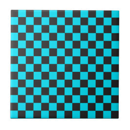 Azulejo Cyan and charcoal checkerboard pattern