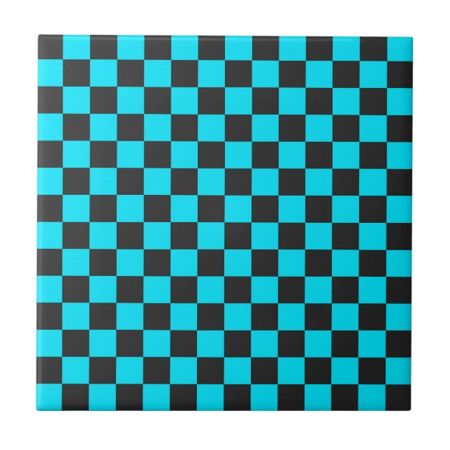Azulejo Cyan and charcoal checkerboard pattern (Frente)