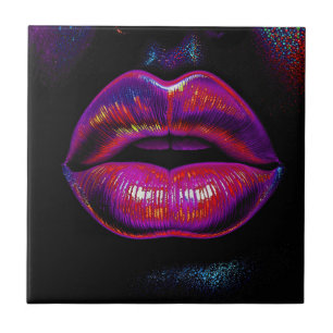 Azulejo Cyber Venus Lips - Retrato de labios coloridos