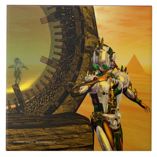 Azulejo CYBORG TITAN,DESERT HYPERION Ciencia Ficción Scifi (Frente)