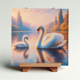 Azulejo Cygnet y Swan