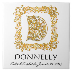 Azulejo "D" Apellido Boda Aniversario Día Monograma Tile