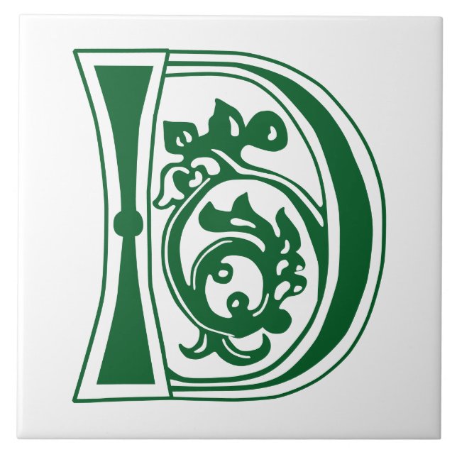 Azulejo D de Capital Decorativo Botánico Medieval (Frente)