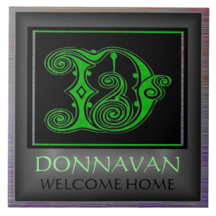 Azulejo D Monograma con nombre y mosaico de "bienvenida a 