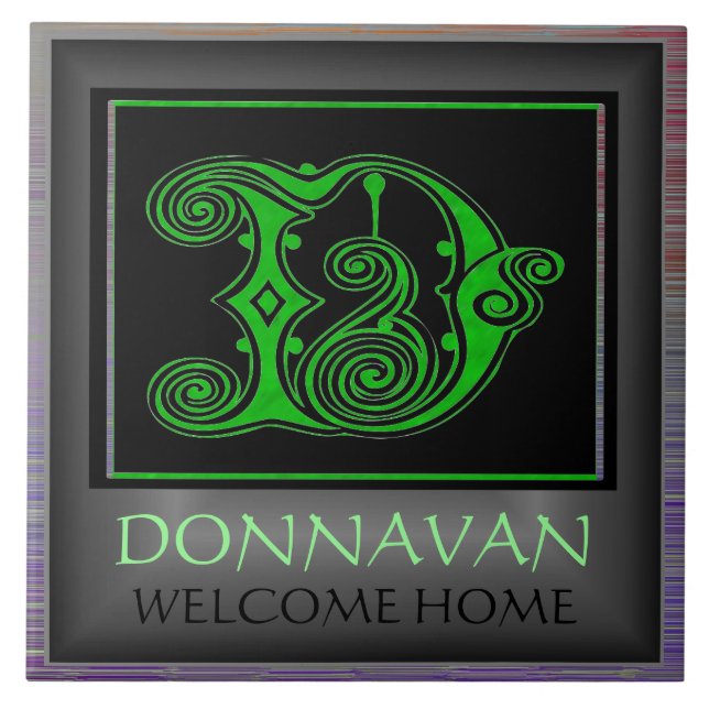 Azulejo D Monograma con nombre y mosaico de "bienvenida a  (Frente)