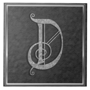 Azulejo D Monograma "Piedra gris medieval" Tile cerámico