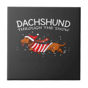 Azulejo Dachshund A Través De La Nieve Perro Divertido Cam