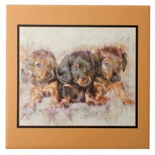 Azulejo DACHSHUND CACHSHUND Mascota Amor, KEEPSAKE Perro