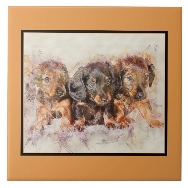 Azulejo DACHSHUND CACHSHUND Mascota Amor, KEEPSAKE Perro (Frente)