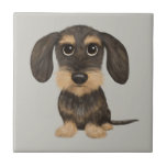 Azulejo Dachshund con cable | Perro de dibujos animados de<br><div class="desc">Cañón silvestre y Teckel color canela. Visite el mundo doodle de Jenn para más accesorios para el hogar y la oficina con este divertido Dachshund y diseños de perro más originales.</div>