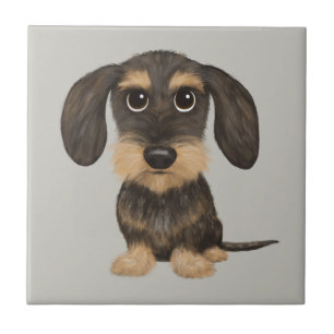 Azulejo Dachshund con cable   Perro de dibujos animados de