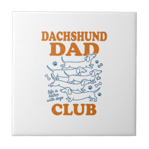 Azulejo Dachshund Dad Club Camiseta Diseño Perro Vintage_1