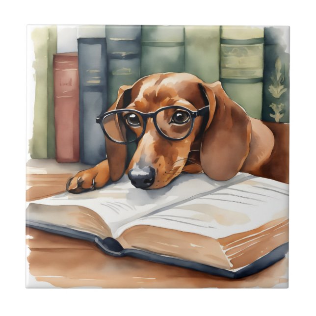 Azulejo Dachshund Dog Vintage (Frente)