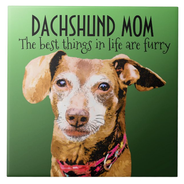Azulejo Dachshund Mom Ceramic Tile (Frente)