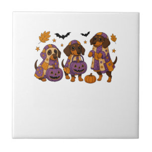 Azulejo Dachshund Perro Fantasma Halloween