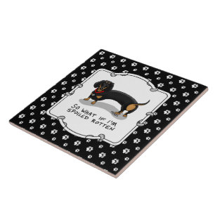Azulejo Dachshund podrido podrido (S negro & tan) Perro cu