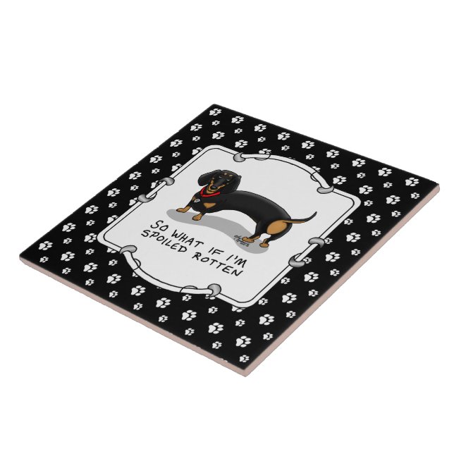 Azulejo Dachshund podrido podrido (S negro & tan) Perro cu (Lado)