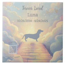 Azulejo Dachshund Rainbow Bridge Memorial Tile with Music