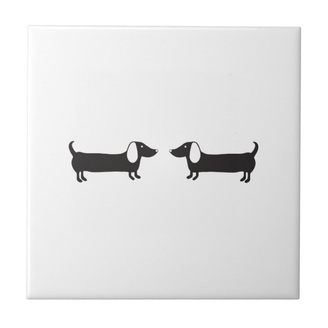 Azulejo Dachshunds en amor blanco y negro (Frente)
