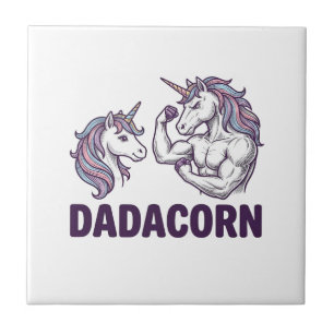 Azulejo Dadacorn divertido unicornio papá diseño de camise