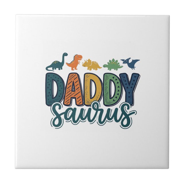 Azulejo Daddy Saurus Diseño de vector de papá dinosaurio l (Frente)