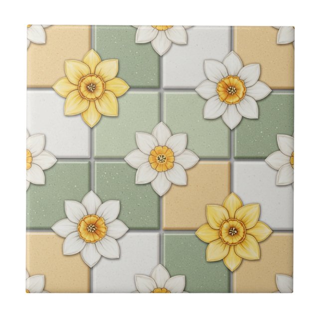 Azulejo Daffodil Floral Tile Pattern (Frente)