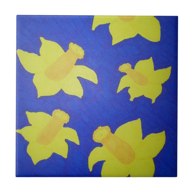 Azulejo Daffodils Pop Art Blue (Frente)