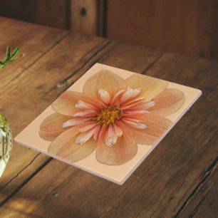 Azulejo Dahlia Floral Cuello Naranja